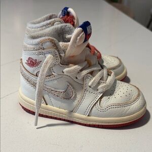 Nike Rare Jordans Toddler White and Red High-Top Sneakers